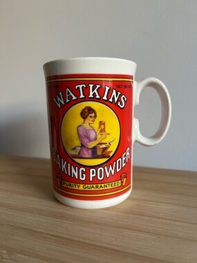 Watkins Red Ceramic Baking Powder Mug 1992